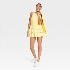 JoyLab Sunny Yellow Layered Mini Dress